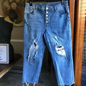High Rise Ankle Jean Size 16 distressed